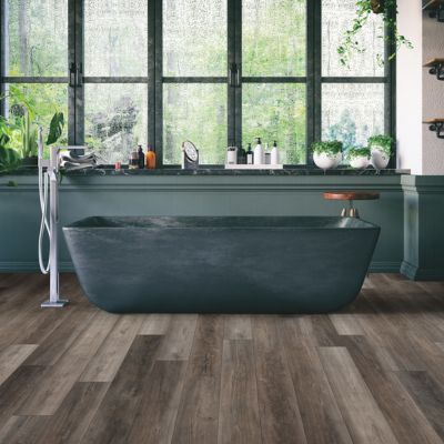 luxury vinyl plank floors in a Texas bathroom